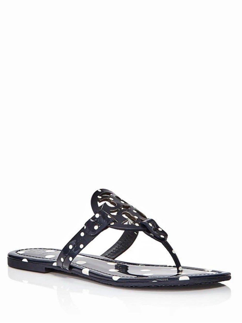 Tory Burch Miller Sandals Navy & Cream Polka Dot 7.5 With Dust Bag